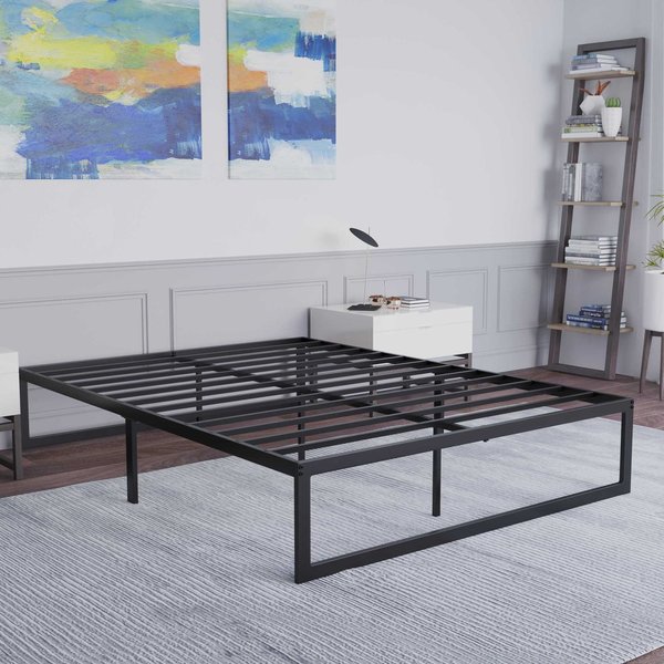 Flash Furniture 14 Inch Full Metal Platform Bed Frame/Steel Slats MP-XU-BD10001-F-BK-GG